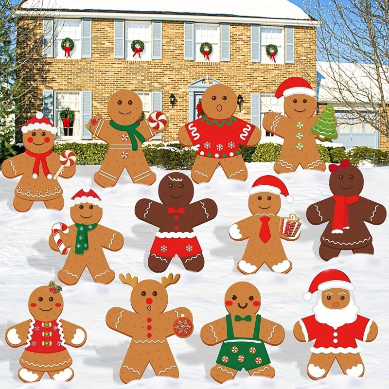 12pcs Gingerbread Man Lawn Sign Christmas Decoration