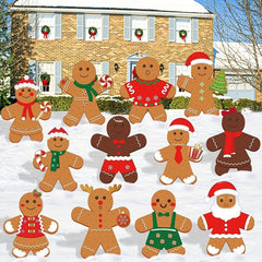 12pcs Gingerbread Man Lawn Sign Christmas Decoration