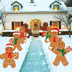 12pcs Gingerbread Man Lawn Sign Christmas Decoration