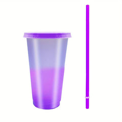 24oz Reusable Plastic Tumblers w/ Lids & Straws Summer Party Cup Cold Drink Cup