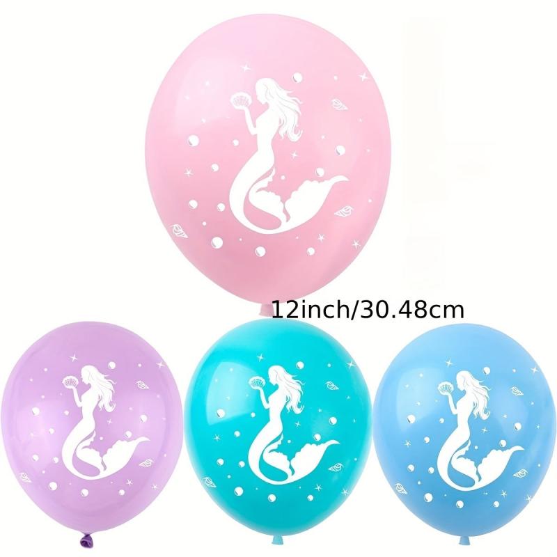 12pcs Mermaid Birthday Theme Party Scene Decoration Supplies