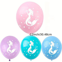 12pcs Mermaid Birthday Theme Party Scene Decoration Supplies