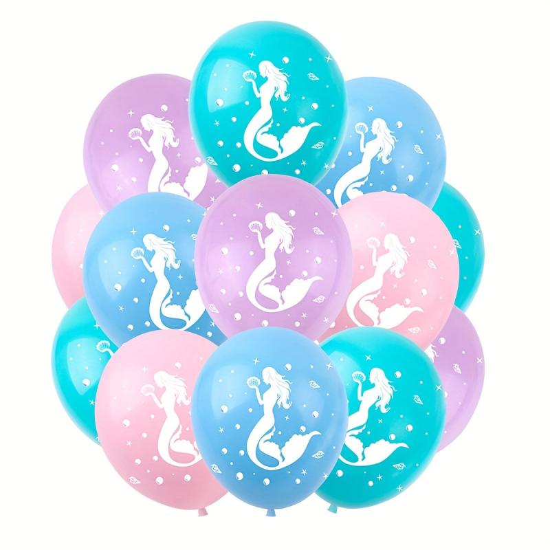 12pcs Mermaid Birthday Theme Party Scene Decoration Supplies