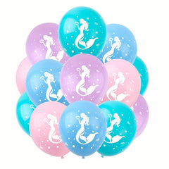 12pcs Mermaid Birthday Theme Party Scene Decoration Supplies