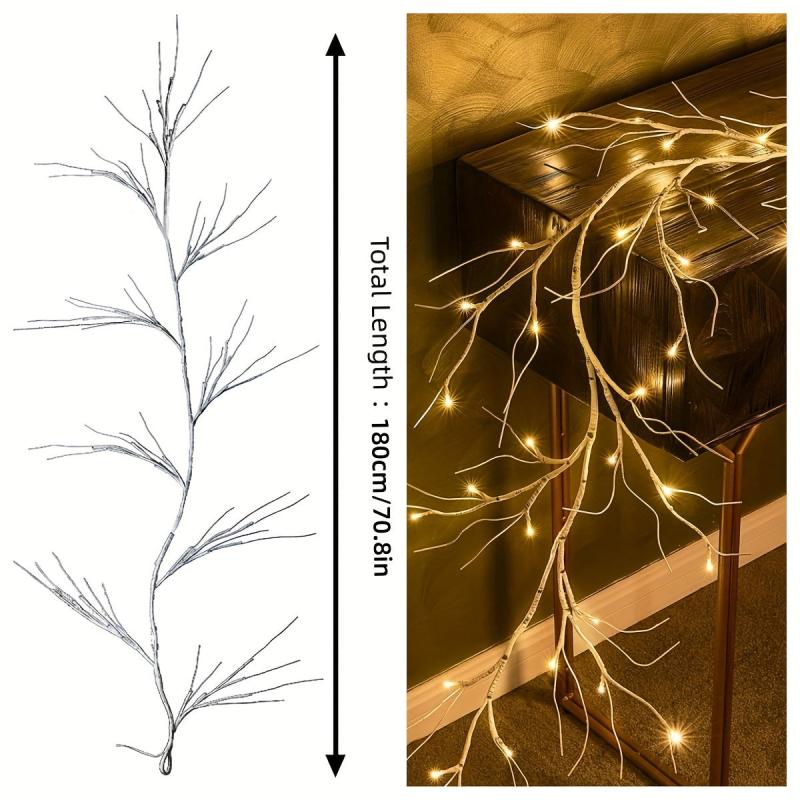 Birch Garland Lights 1.7m 48 LED Fairy Light Timer Christmas Decoration