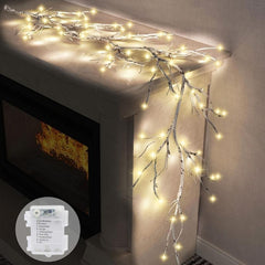 Birch Garland Lights 1.7m 48 LED Fairy Light Timer Christmas Decoration