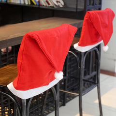 4pcs Red Santa Claus Hat Chair Covers Christmas Decor