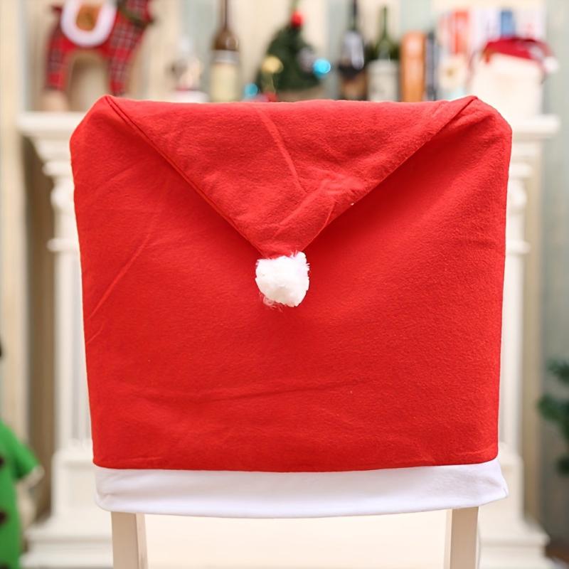 4pcs Red Santa Claus Hat Chair Covers Christmas Decor