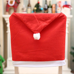 4pcs Red Santa Claus Hat Chair Covers Christmas Decor
