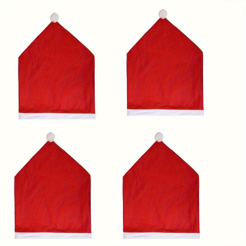 4pcs Red Santa Claus Hat Chair Covers Christmas Decor