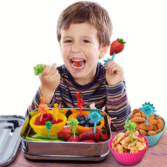 6pcs Dinosaur Food Picks Mini Toddler Fruit Forks Birthday Party Decor