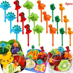 6pcs Dinosaur Food Picks Mini Toddler Fruit Forks Birthday Party Decor