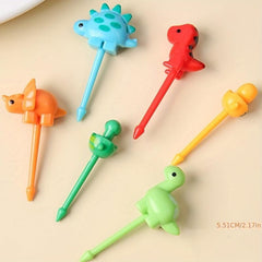 6pcs Dinosaur Food Picks Mini Toddler Fruit Forks Birthday Party Decor