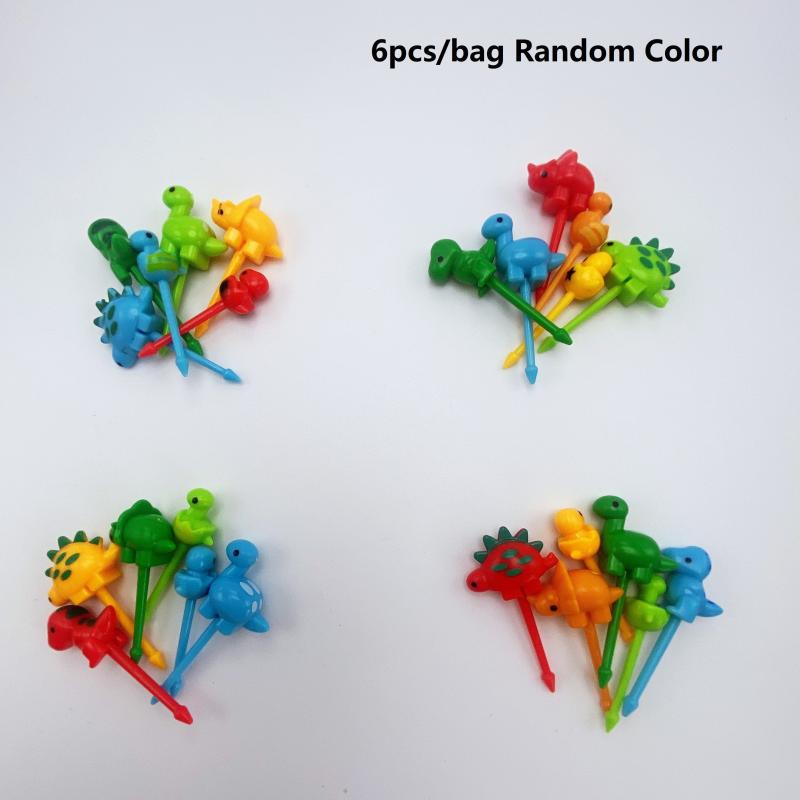6pcs Dinosaur Food Picks Mini Toddler Fruit Forks Birthday Party Decor