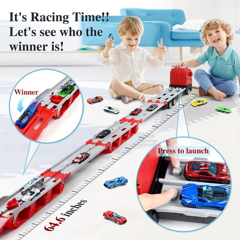 64-Inch Ejection Race Track Toy Truck with 4 Cars