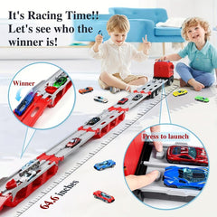 64-Inch Ejection Race Track Toy Truck with 4 Cars