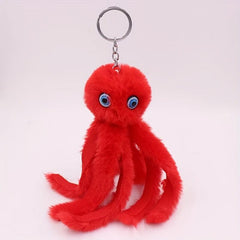 Octopus Fur Ball Keychain Backpack Bag Pendant