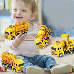 4pcs Educational Cars Kid Pull Back Toy Engineering Vehicle Mod