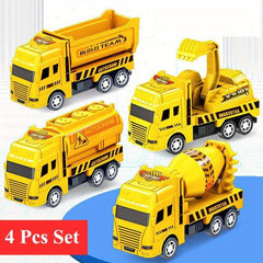 4pcs Educational Cars Kid Pull Back Toy Engineering Vehicle Mod