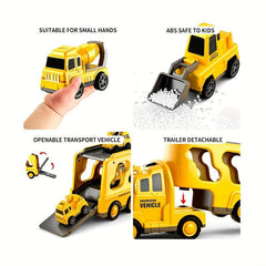 5pcs Kids Engineering Toy Car Truck W/Light Music, Christmas Halloween Gift