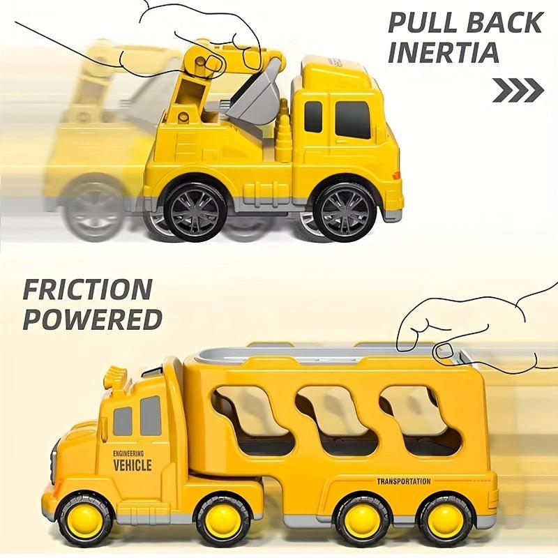 5pcs Kids Engineering Toy Car Truck W/Light Music, Christmas Halloween Gift