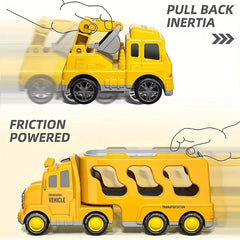 5pcs Kids Engineering Toy Car Truck W/Light Music, Christmas Halloween Gift