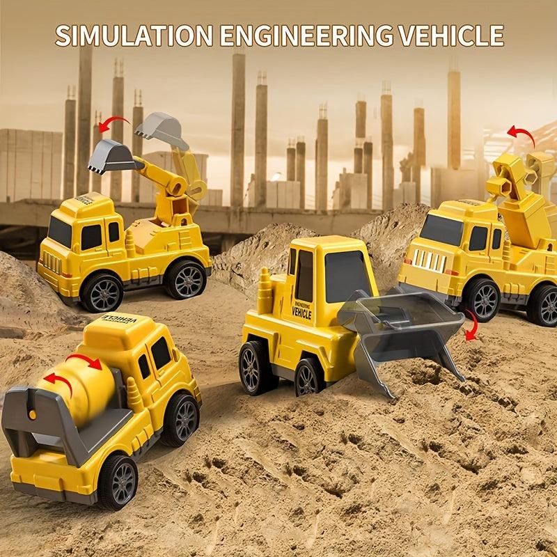 5pcs Kids Engineering Toy Car Truck W/Light Music, Christmas Halloween Gift