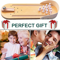 Desktop Mini Bowling Game Set Wooden Board Stress Relief Gadget