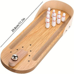 Desktop Mini Bowling Game Set Wooden Board Stress Relief Gadget