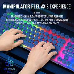 Punk Round Keycap Keyboard Wired Luminous Mechanical Feel Gaming Keyboard