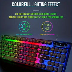 Punk Round Keycap Keyboard Wired Luminous Mechanical Feel Gaming Keyboard