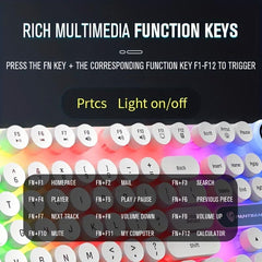 Punk Round Keycap Keyboard Wired Luminous Mechanical Feel Gaming Keyboard