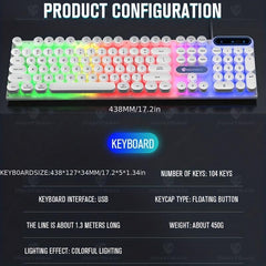 Punk Round Keycap Keyboard Wired Luminous Mechanical Feel Gaming Keyboard