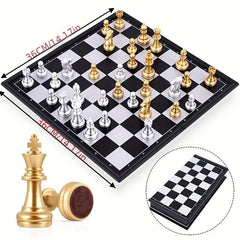 Medieval Chess Set With Chessboard 32pcs Golden Silvery Che...