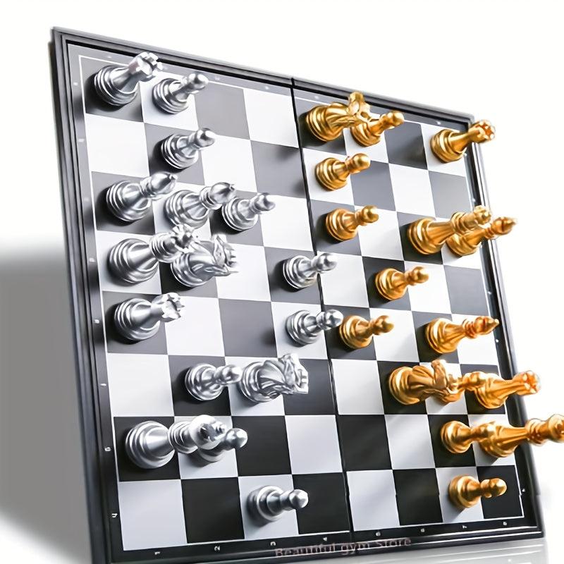 Medieval Chess Set With Chessboard 32pcs Golden Silvery Che...