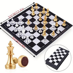 Medieval Chess Set With Chessboard 32pcs Golden Silvery Che...