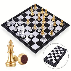 Medieval Chess Set With Chessboard 32pcs Golden Silvery Che...
