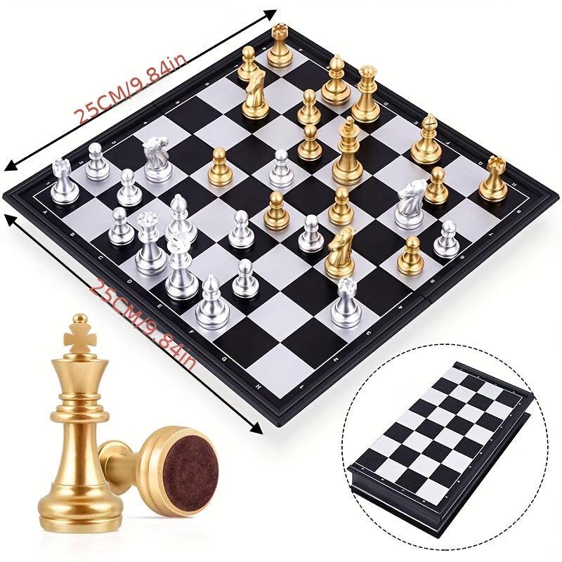 Medieval Chess Set With Chessboard 32pcs Golden Silvery Che...