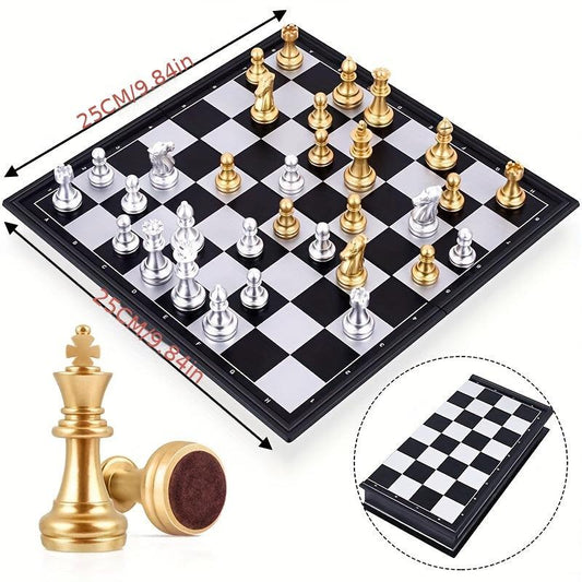 Medieval Chess Set With Chessboard 32pcs Golden Silvery Che...