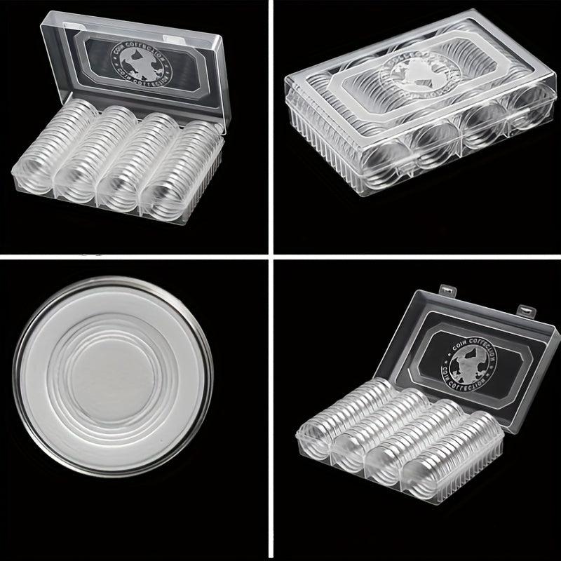 60pcs 41mm Coin Storage Box w/ Adjustable Inner Pad Set Souvenir Foreign Collect