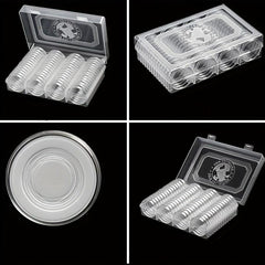 60pcs 41mm Coin Storage Box w/ Adjustable Inner Pad Set Souvenir Foreign Collect