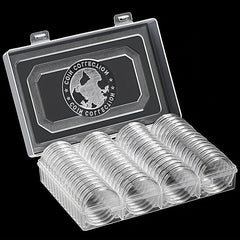 60pcs 41mm Coin Storage Box w/ Adjustable Inner Pad Set Souvenir Foreign Collect