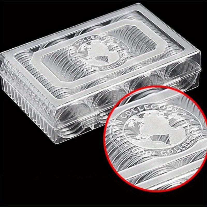 60pcs 41mm Coin Storage Box w/ Adjustable Inner Pad Set Souvenir Foreign Collect