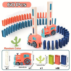 Kids Domino Train Car Set Sound Light Automatic Laying Domino Brick