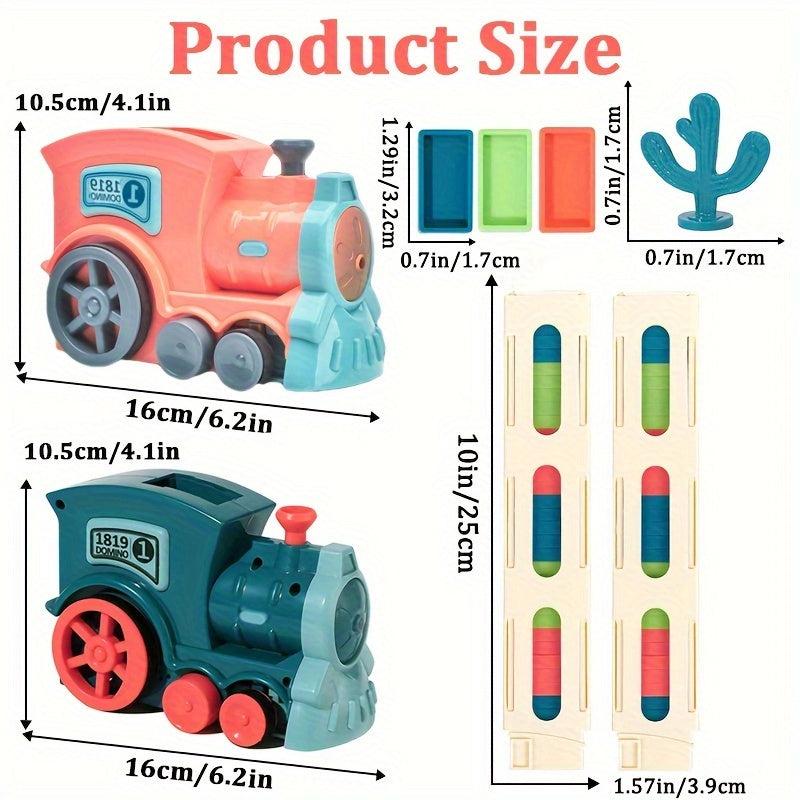 Kids Domino Train Car Set Sound Light Automatic Laying Domino Brick