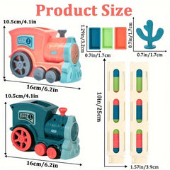 Kids Domino Train Car Set Sound Light Automatic Laying Domino Brick