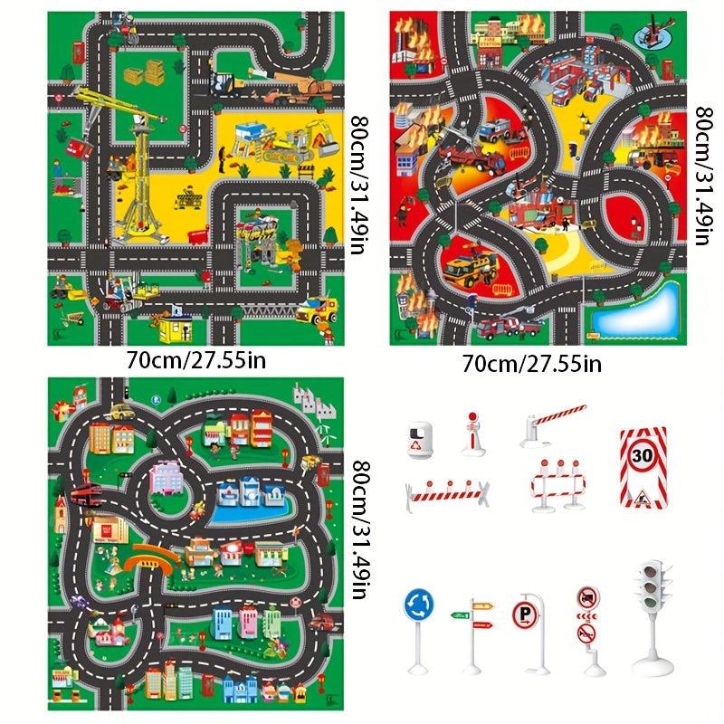 Game Mat And Traffic Sign Parking With Car Model City Construction Toys