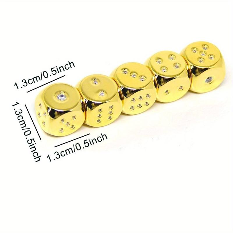 5pcs Golden Metal Dices for Chess Board Games