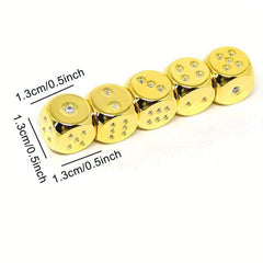 5pcs Golden Metal Dices for Chess Board Games