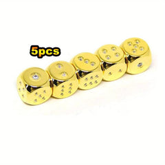 5pcs Golden Metal Dices for Chess Board Games